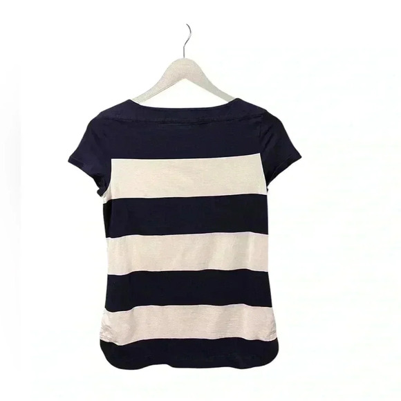 🟣Tommy Hilfiger Striped Navy and White Shirt – Size Small Petite - Picture 2 of 6